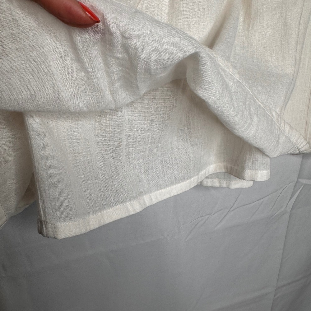 Velvet by Graham & Spencer 100% Cotton Embroidered Peasant Ivory Blouse Top Med - Picture 10 of 12
